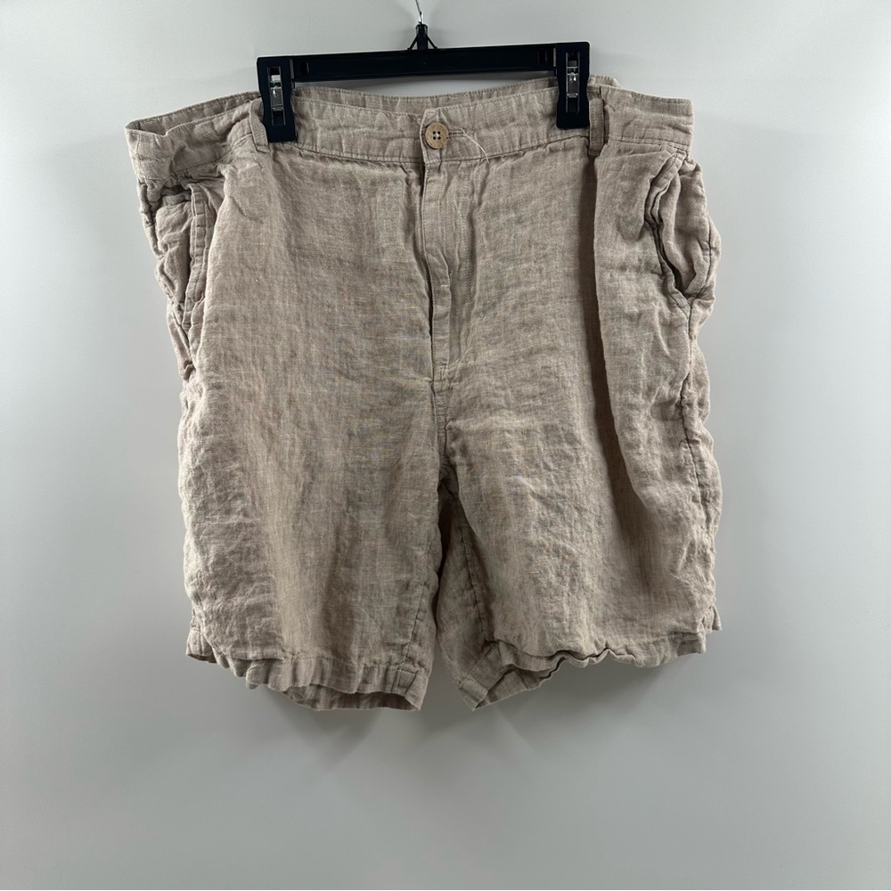 Daniel Hechter Beige Linen Shorts Men’s Size 38 Zipper Fly 100% Linen